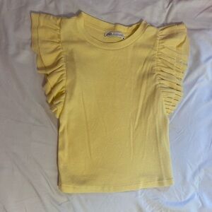 yellow zara ruffled top